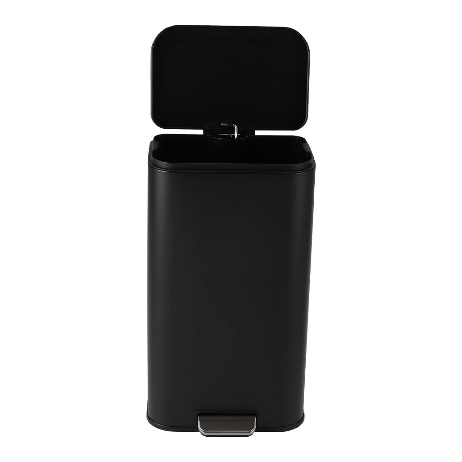Front. GARVEE - 5.3 Gallon Stainless Stee Trash Can,20l Step-on Metal Trash Bin with Soft-Close Lid - Black.