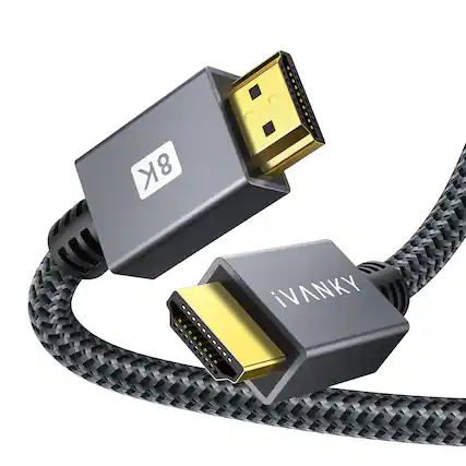 Front. iVANKY - 8K HDMI Cable 6.6 FT, High Speed 48Gbps HDMI 2.1 Cable for Roku TV/PS5/HDTV/Blu-ray - Black.