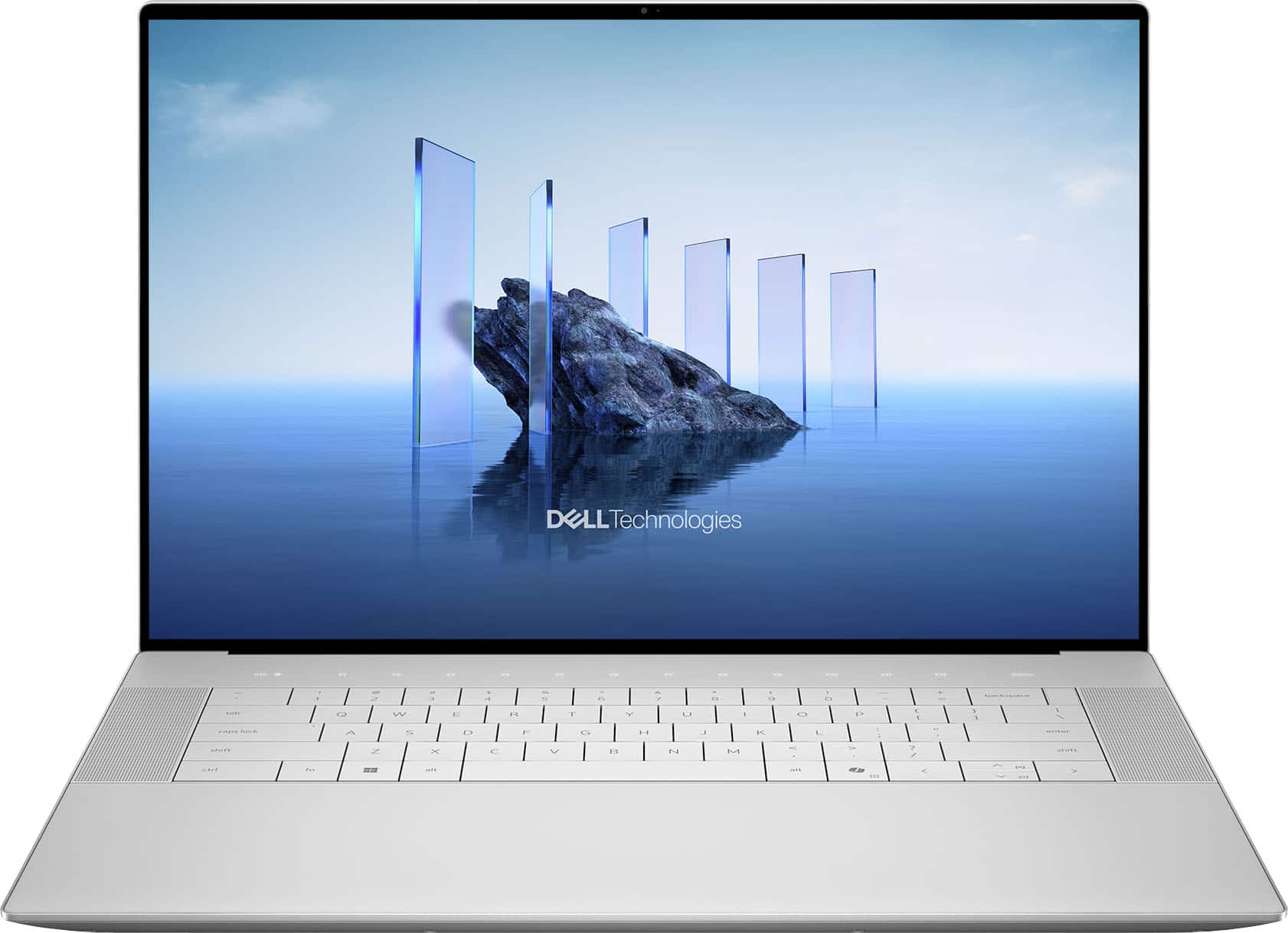 Front. Dell - Premium 16.3" 4K OLED Touchscreen Laptop - Intel Core Ultra 7 255H - 32GB Memory - NVIDIA GeForce RTX 5050 - 1TB Storage - Platinum.