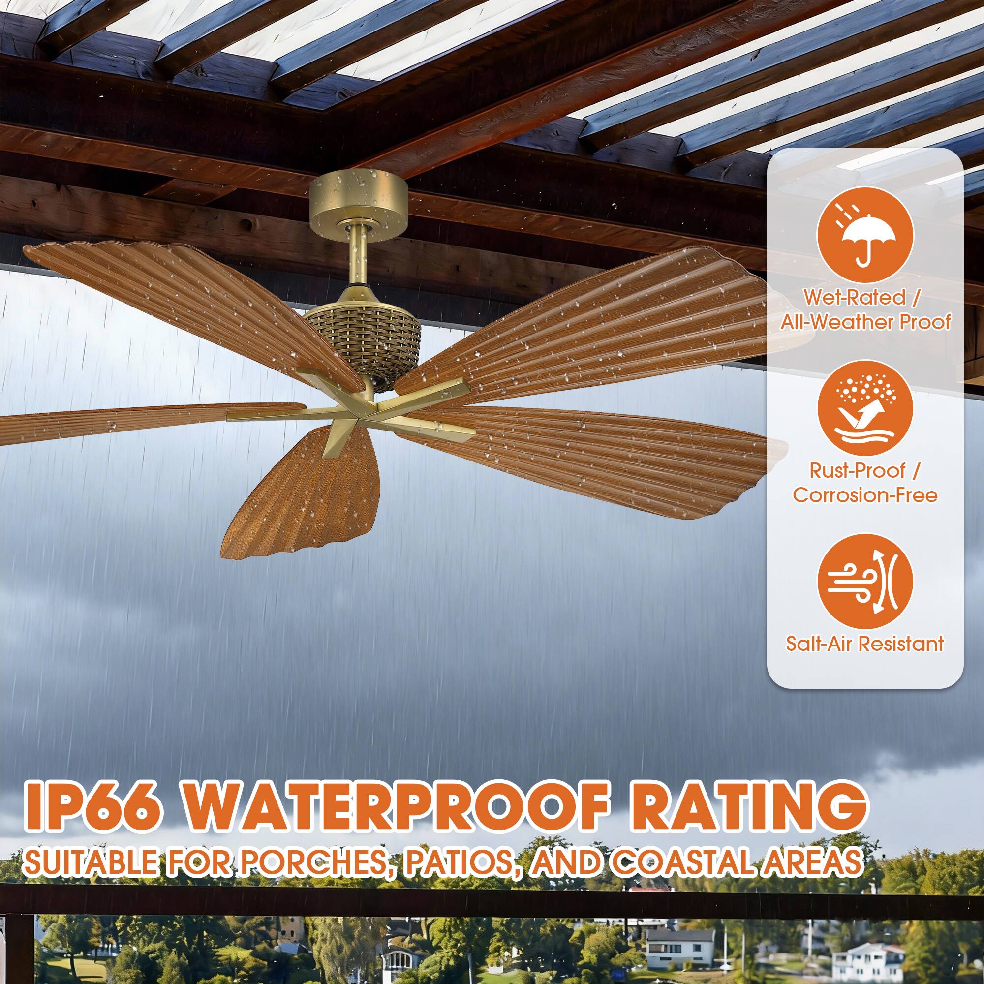 Wet-Rated / All-Weather Proof  
Rust-Proof / Corrosion-Free  
Salt-Air Resistant  

IP66 WATERPROOF RATING  
SUITABLE FOR PORCHES, PATIOS, AND COASTAL AREAS