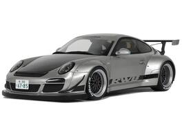 2024 Porsche 911 RWB Abu Silver Metallic with Black Hood 1/18 Model Car by GT Spirit