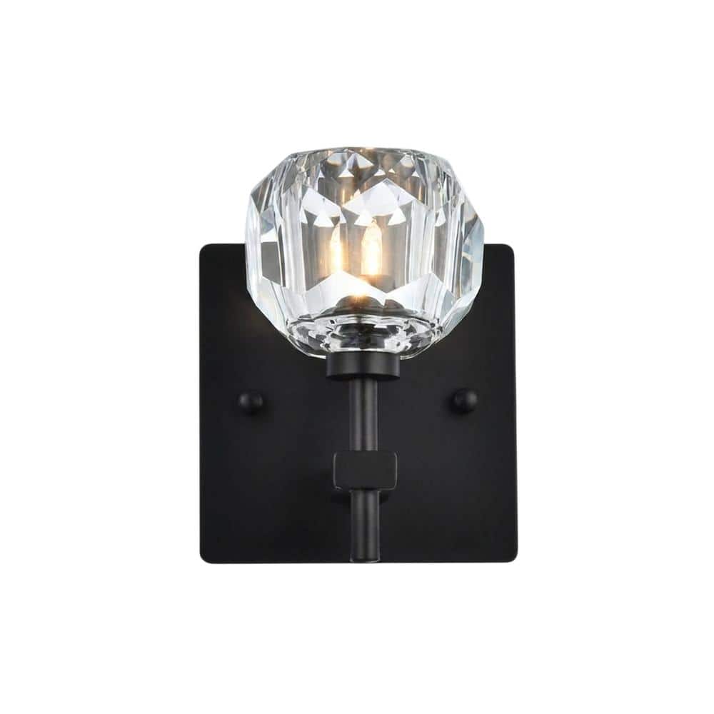 Elegant Lighting - Graham 1 Light Wall Sconce in Black - Black And Clear price history on PriceWatchPro