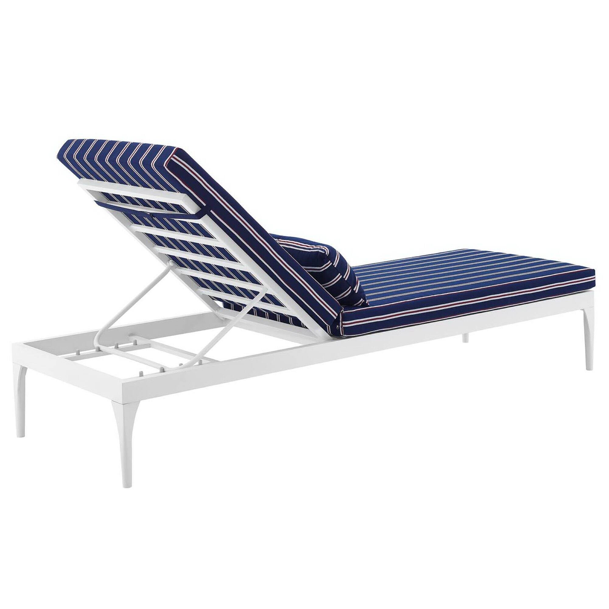 Alt View 2. Modway - Perspective Cushion Outdoor Patio Chaise Lounge Chair by Modway - White Striped Navy.