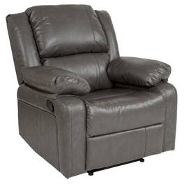 Emma + Oliver - Recliner with Bustle Back and Padded Arms - Gray LeatherSoft