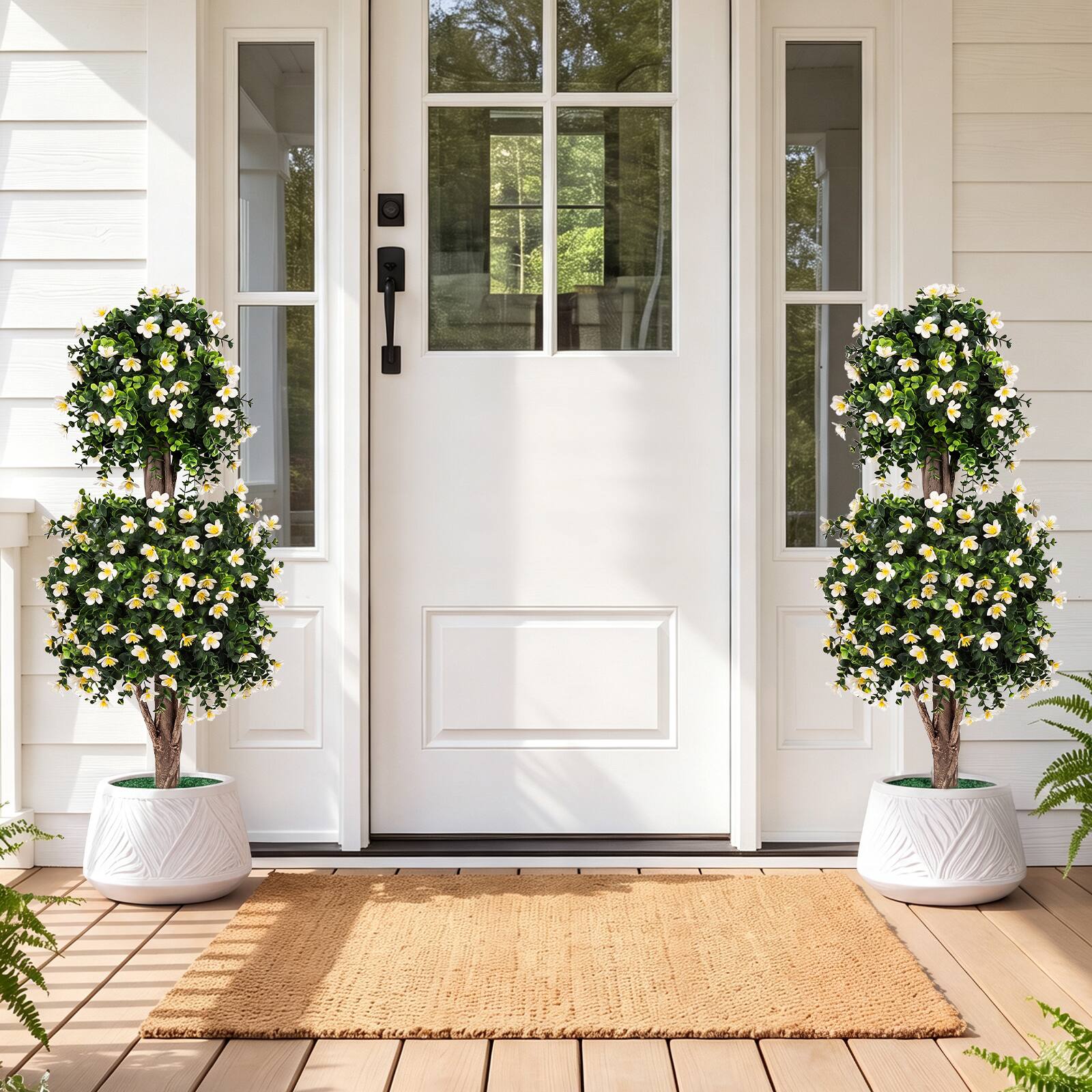Costway 2 PCS Artificial Topiary Trees, 3 FT Fake Bushes, Sun Resistant ...