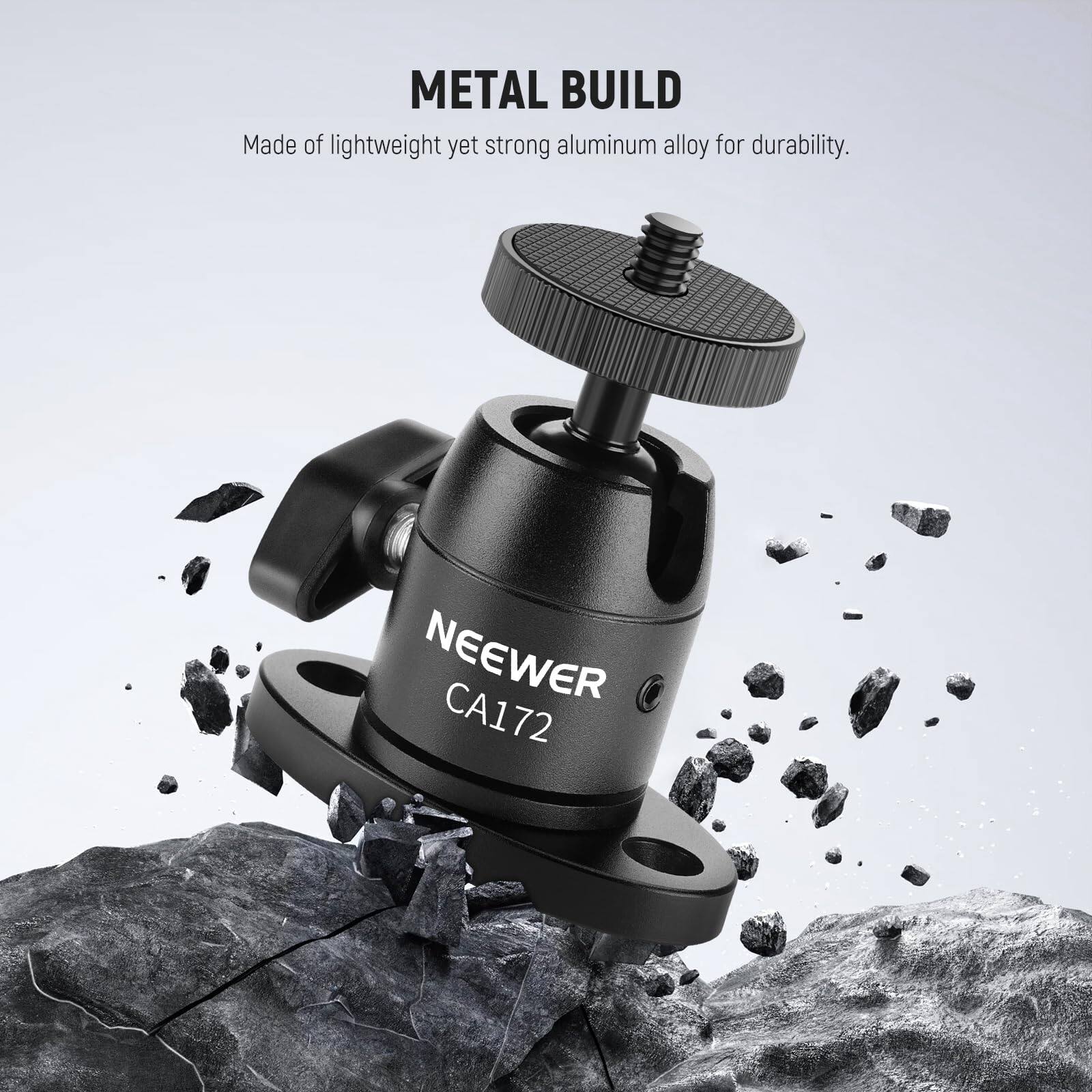 METAL BUILD  
Made of lightweight yet strong aluminum alloy for durability.  
NEEWER CA172