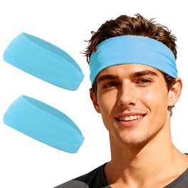 Unique Bargains - Sport Headbands for Men & Women, Stretchy Sweatband Absorbent Headbands, 2pcs - For Yoga/Sports/Running/Fitness/Cycling - Light Blue