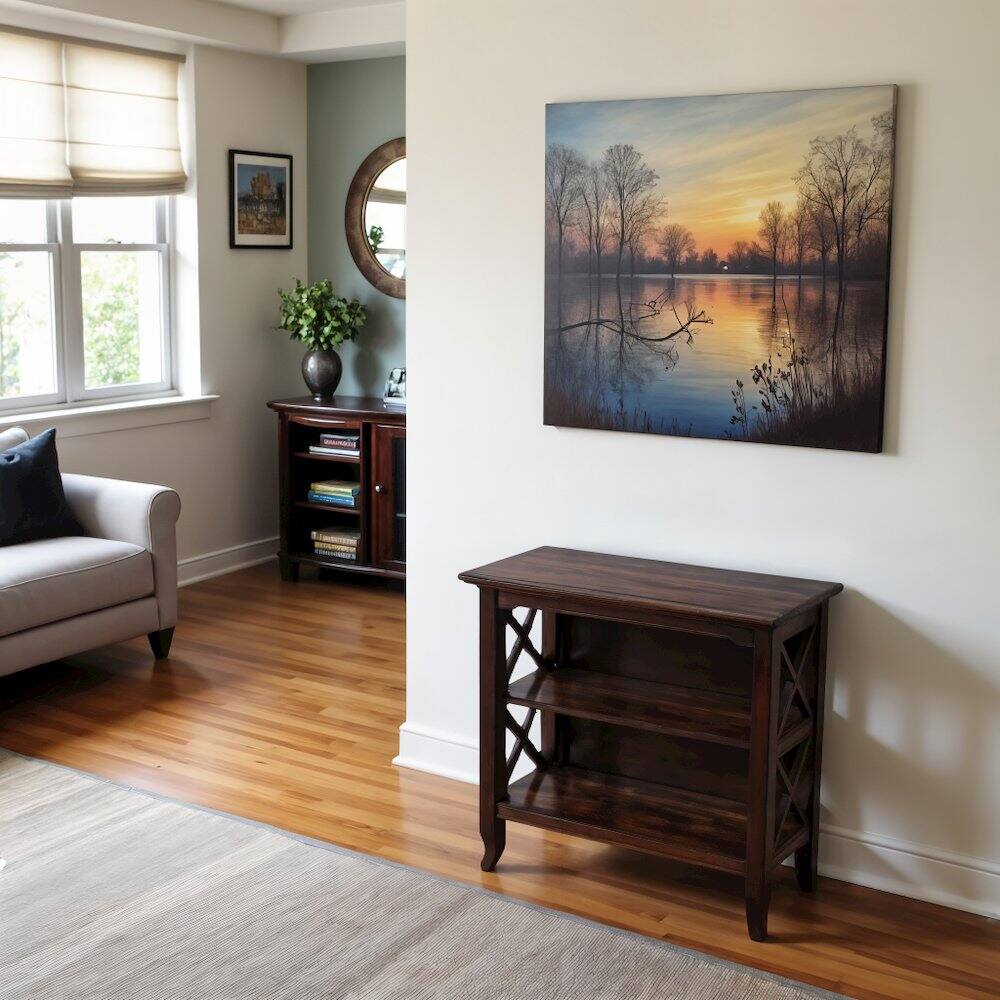 Alt View 2. Starlight Canyon Home - Dark Brown 2 Shelf Bookcase - Short Bookshelf for Farmhouse or Small Spaces - Dark Brown.