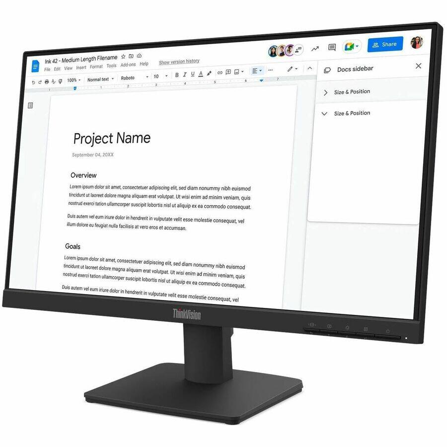 Share  
Medium Length Filename  
Ink 42  
Tools  
Add-ons  
Help  

View  
Insert  
Format  
File  
Edit  

Normal text  
Roboto  
100%  
1  

Show version history  

10  
a  
I  
u  
-  
d  

Docs sidebar  
Size & Position  
Size & Position  

Project Name  
September 04, 20XX  

Overview  
Lorem ipsum dolor sit amet, consectetur adipiscing elit, sed diam nonummy nibh euismod tincidunt ut laoreet dolore magna aliquam erat volutpat. Ut wisi enim ad minim veniam, quis nostrud exercitation ullamcorper suscipit lobortis ut nisl aliquip ex ea commodo consequat. Duis autem vel eum irure dolor in hendrerit in vulputate velit esse molestie consequat.  

Goals  
Lorem ipsum dolor sit amet, consectetur adipiscing elit, sed diam nonummy nibh euismod tincidunt ut laoreet dolore magna aliquam erat volutpat. Ut wisi enim ad minim veniam, quis nostrud exercitation ullamcorper suscipit lobortis nisl aliquip ex ea commodo consequat. Duis autem vel eum irure dolor in hendrerit