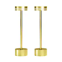 ONEWISH - 2-Pack Cordless LED Table Lamp – Rechargeable Touch Control Night Light, Perfect Holiday Home Décor & Gift - Gold