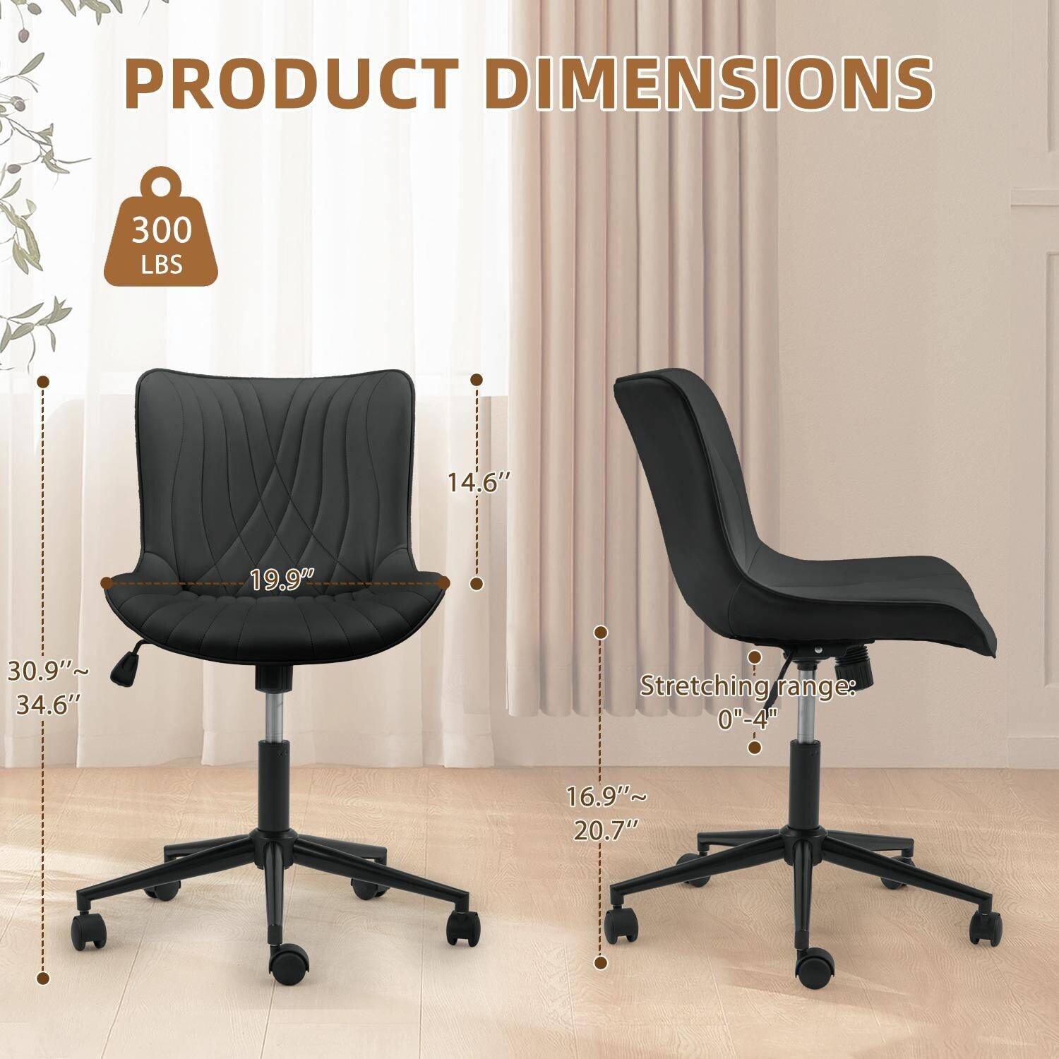 PRODUCT DIMENSIONS  
300 LBS  
14.6"  
19.9"  
30.9"~ 34.6"  
Stretching range: 0"-4"  
16.9"~ 20.7"