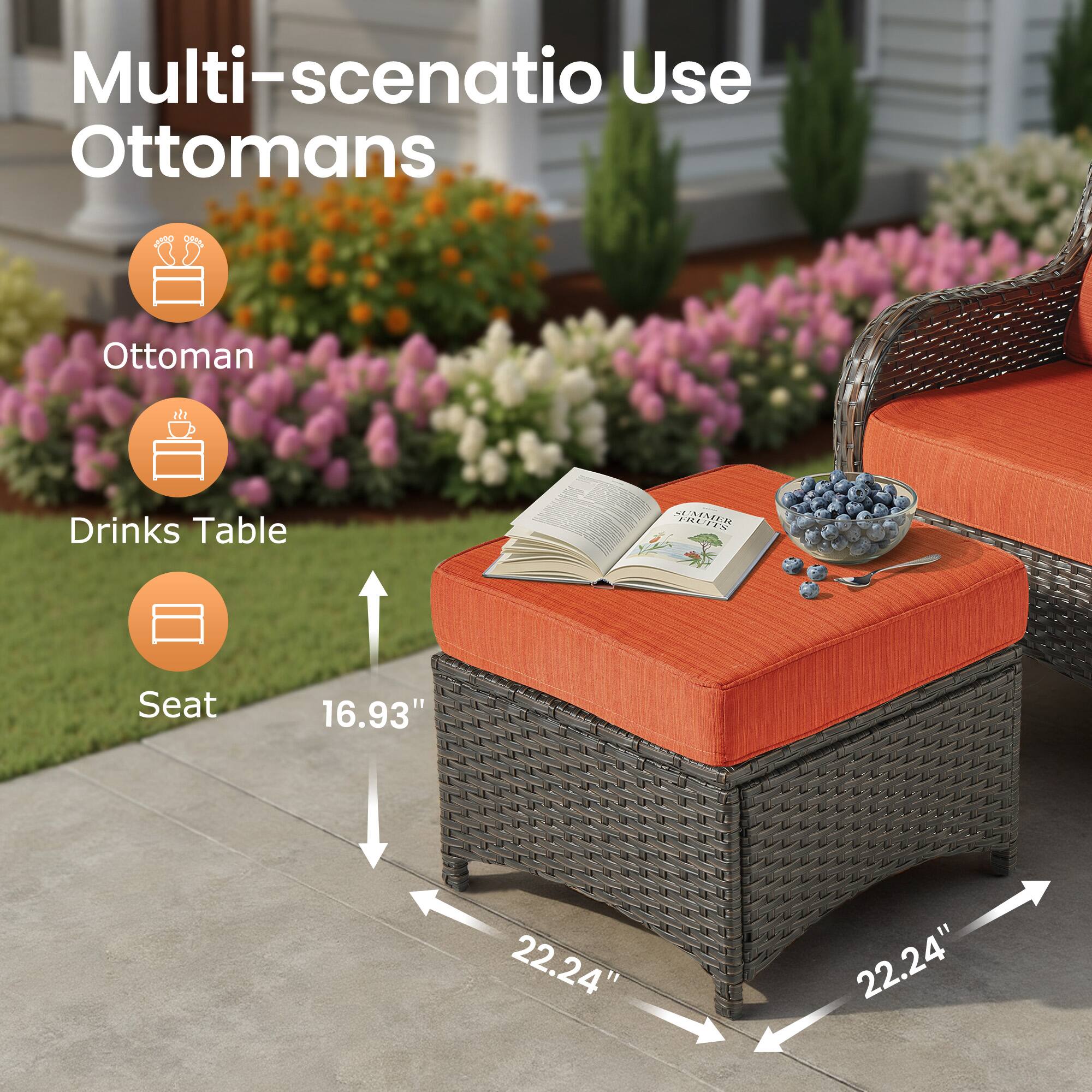 Multi-scenario Use Ottomans Ottoman Drinks Table Seat 16.93" 22.24" 22.24"