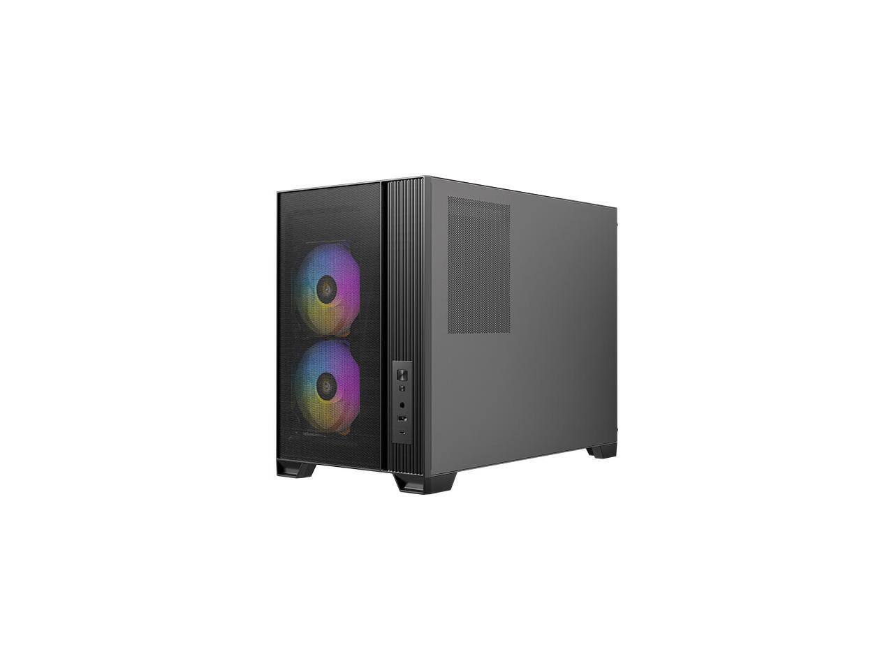 Alt View 4. Antec - FLUX M 3mm Tempered Glass Side Panel Micro-ATX Case, 6 x 120 Fans Included - Black.