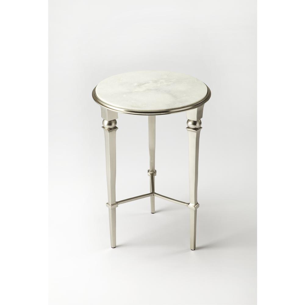Angle. Butler Specialty - Darrieux Marble Side Table - Silver.