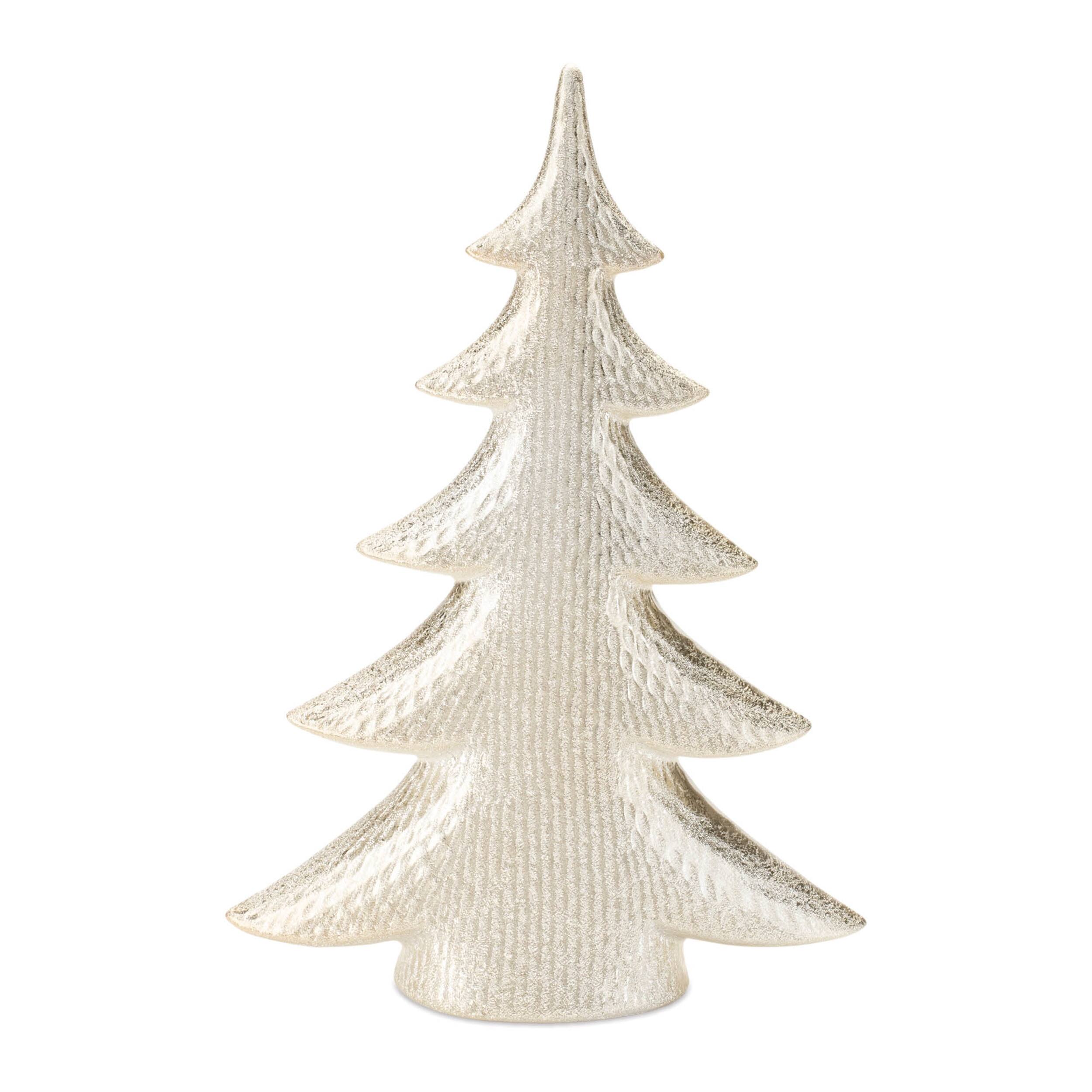 Angle. BreeBe - Porcelain Shimmer Pine Tree (Set of 2) - Gold.