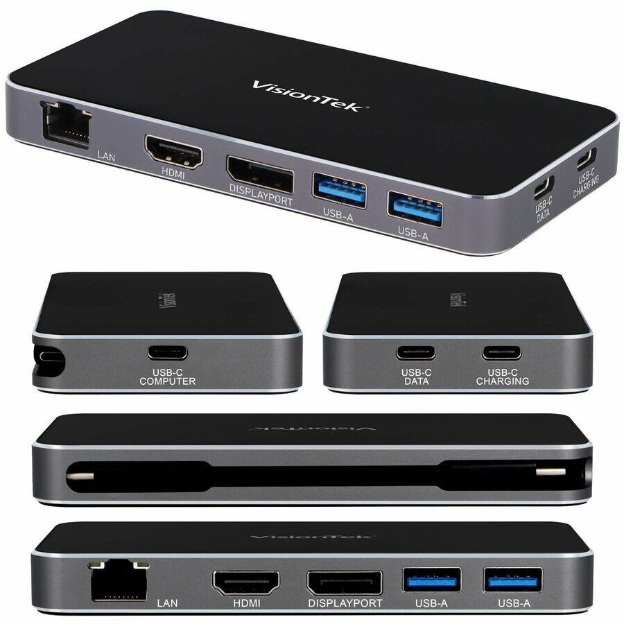 VisionTek LAN HDMI DISPLAYPORT USB-A USB-A USB-C CHARGING USB-C DATA USB-C COMPUTER USB-C CHARGING LAN HDMI DISPLAYPORT USB-A USB-A