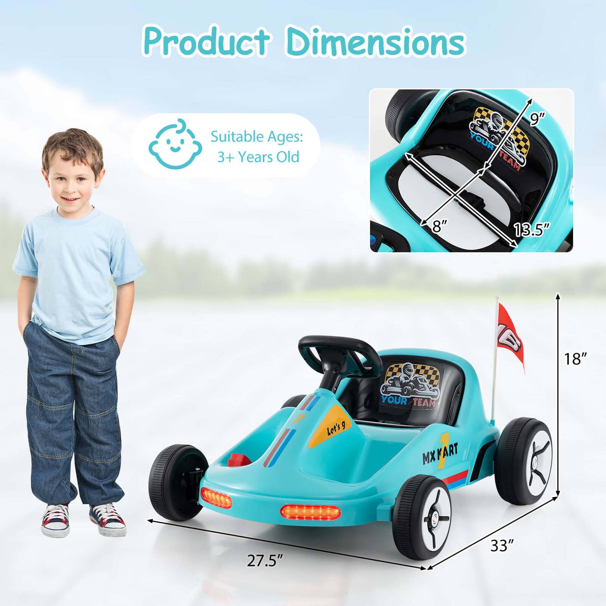 Costway 12V Kids Electric Go Kart 7AH Battery Powered Ride on Race
