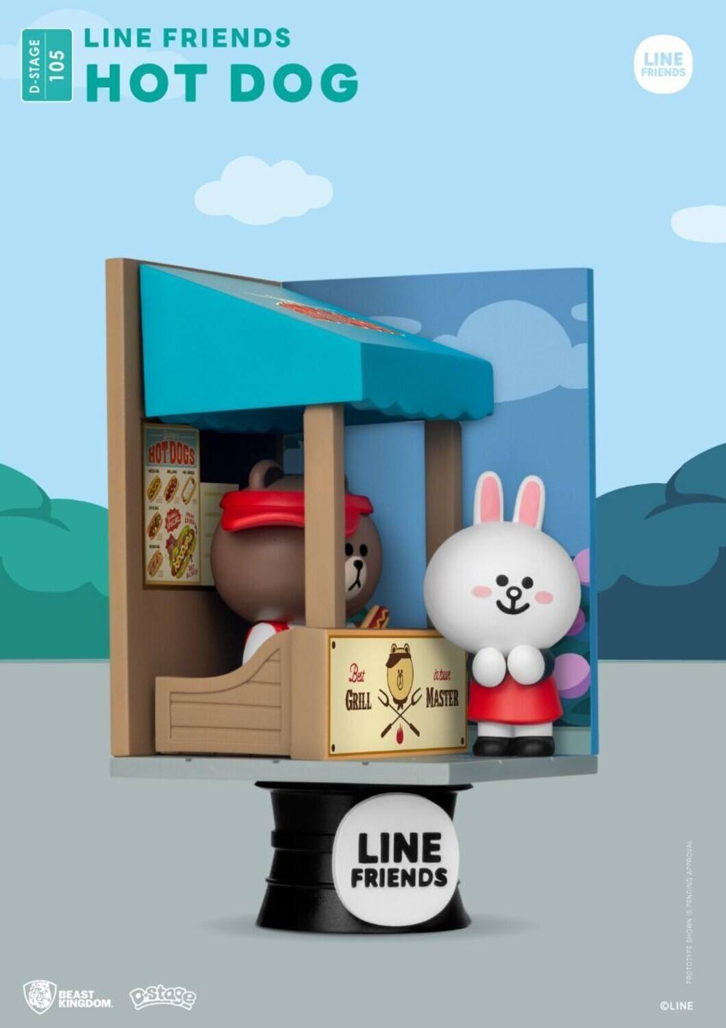D-STAGE LINE FRIENDS 105 HOT DOG LINE FRIENDS HOTDOGS BE GRILL MASTER BEAST Dstage KINGDOM LINE FRIENDS THAOdOLY PENDING NMOHS PROTOTYPE LINE
