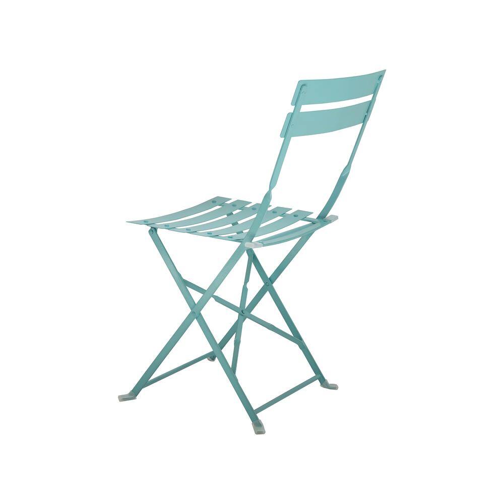 Angle. Carolina Chair & Table - Bistro Folding Outdoor Chair Set - Set of 2 - Teal - Blue.