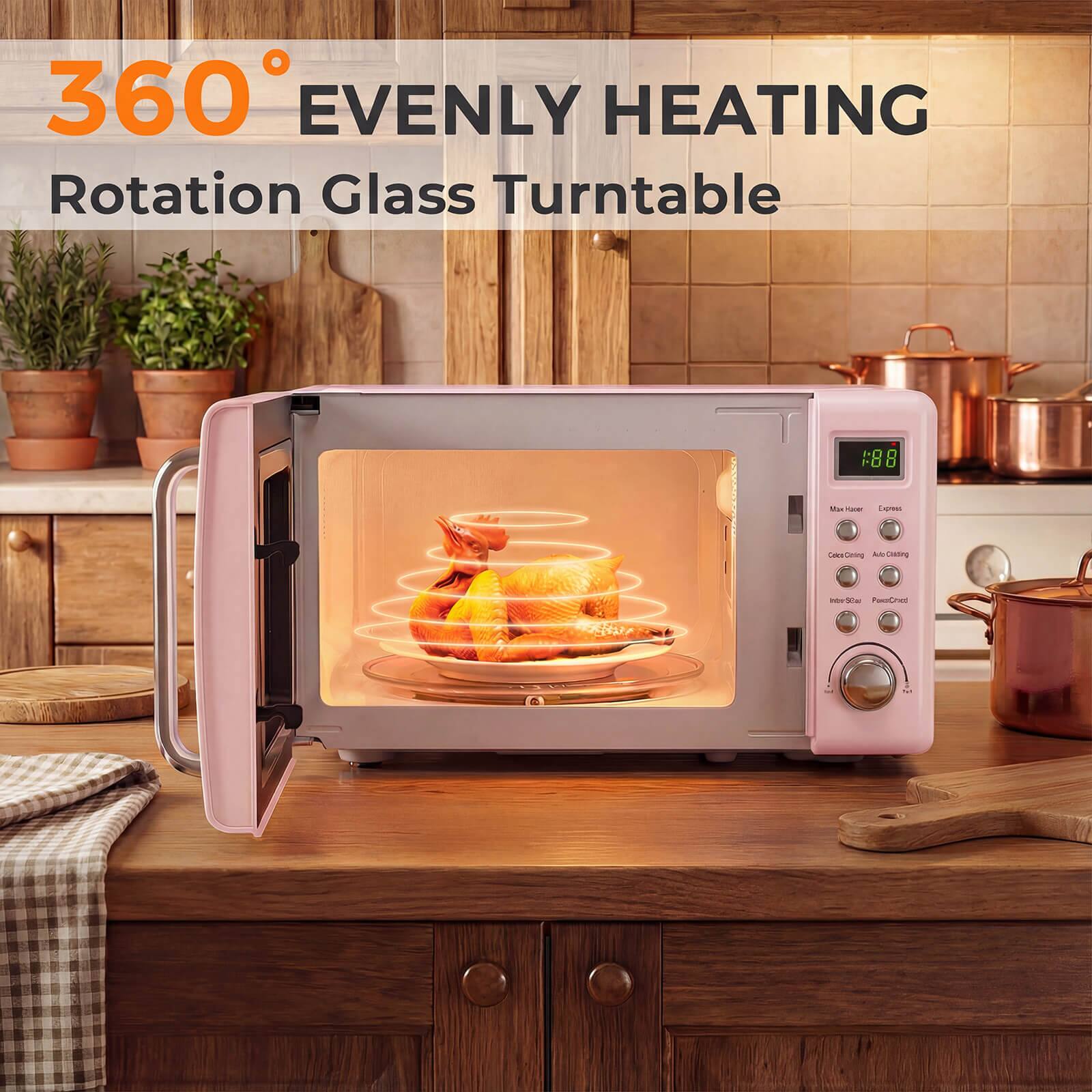 360° EVENLY HEATING  
Rotation Glass Turntable