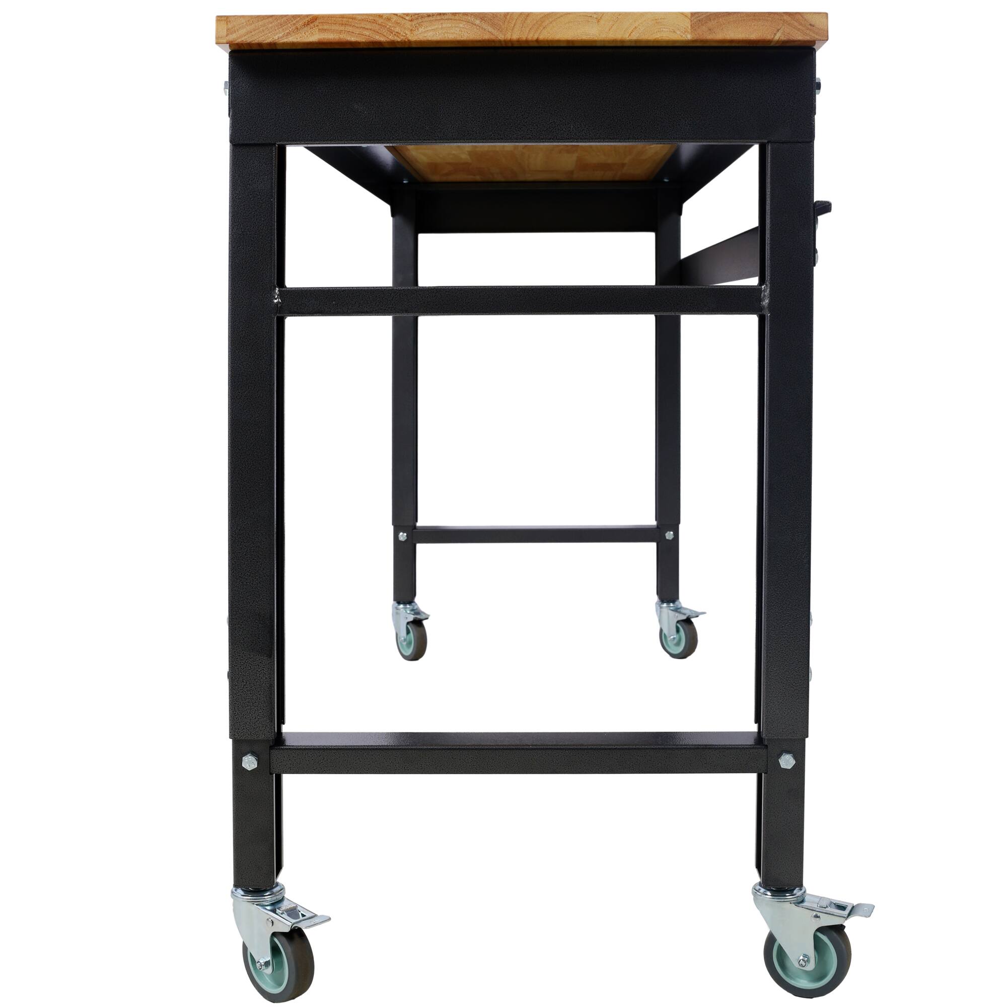 Alt View 8. GOODSILO - Adjustable Height Rolling Workbench with Rubber Wood Top for Garage and Workshop Use - Dark Gray,Wood.