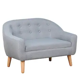 Qaba - Kids Sofa, Toddler Sofa Couch, Linen-Like Fabric & Wood Frame Sofa Chair for Ages 3-7 - Gray