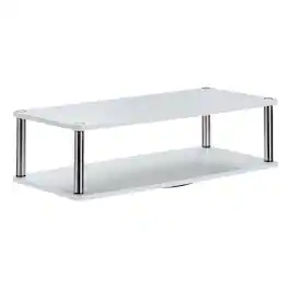 FurniFact - double tier swivel TV riser - White