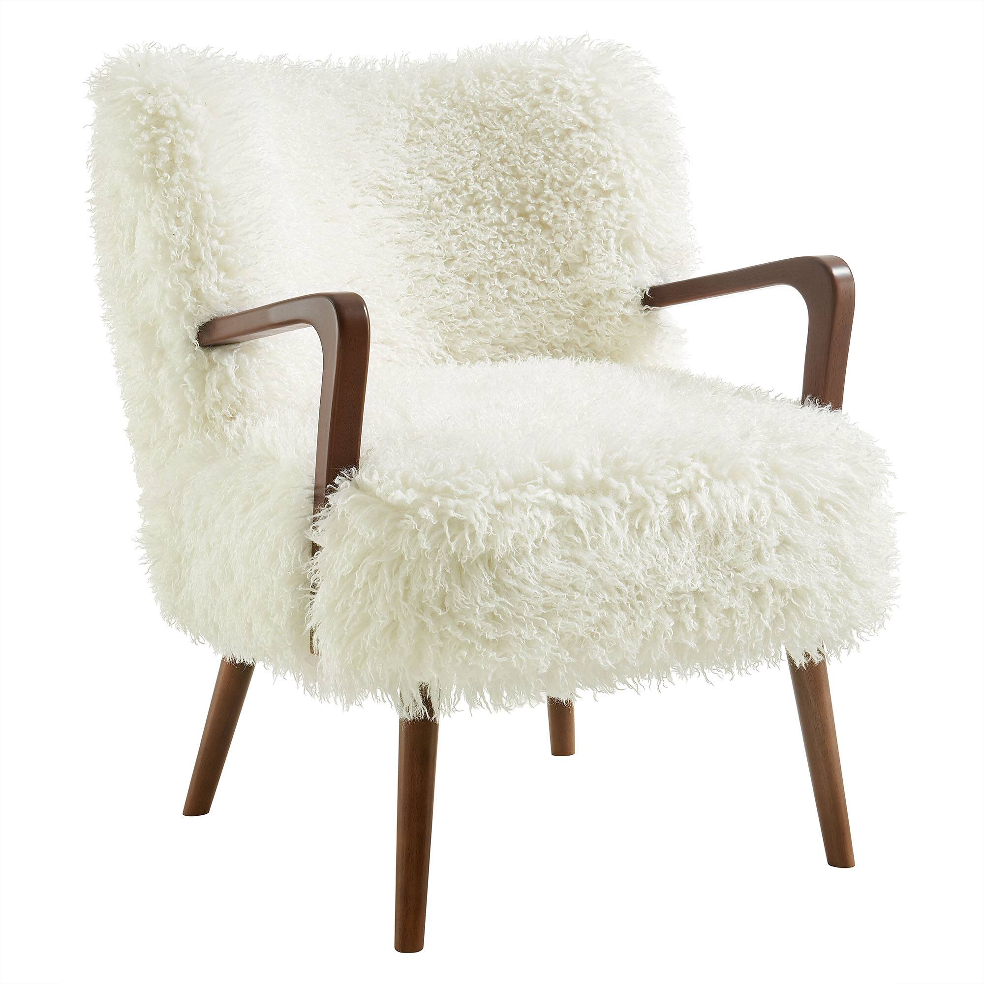 Angle. Modway - Zerra Faux Shearling Accent Armchair by Modway - White.