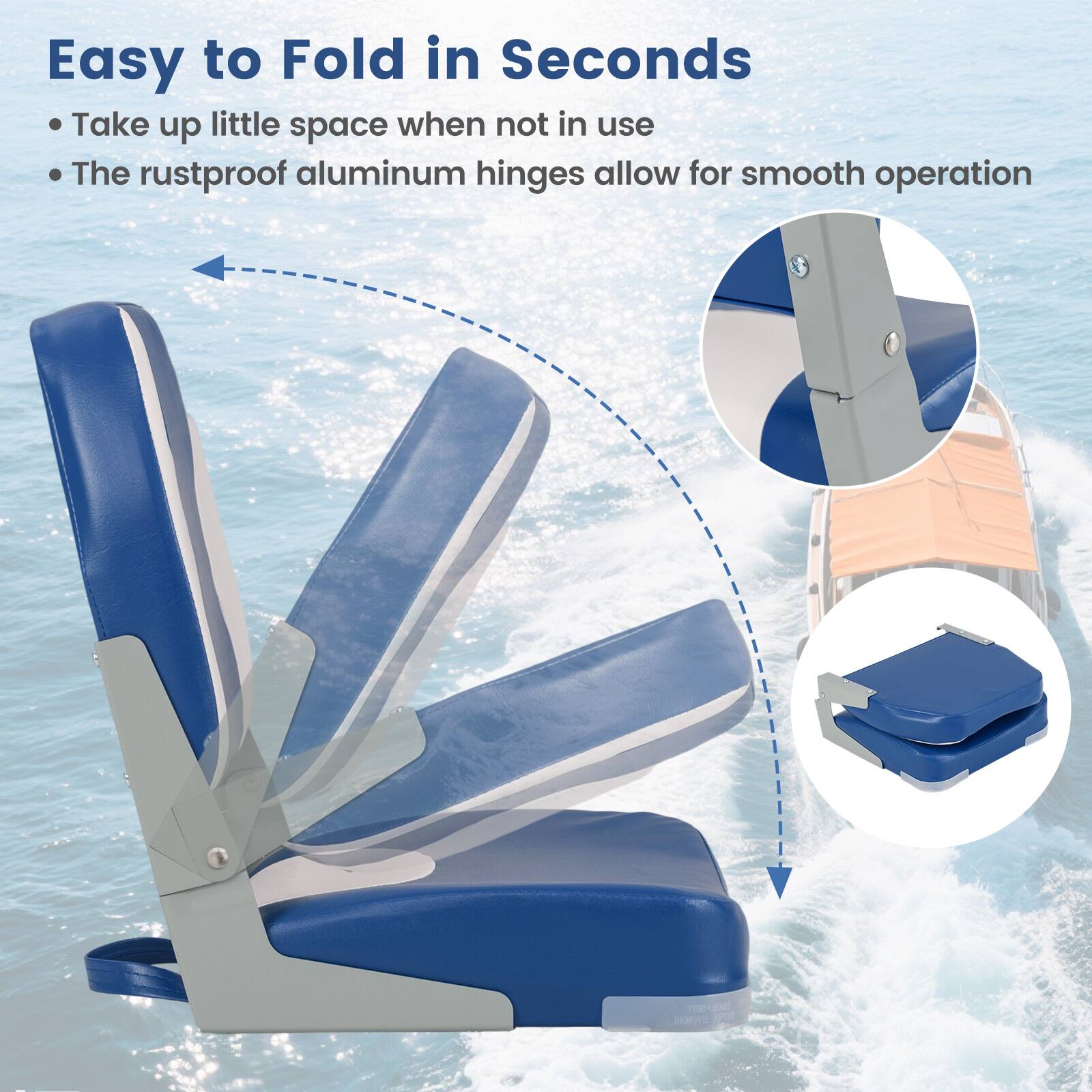 Easy to Fold in Seconds  
- Take up little space when not in use  
- The rustproof aluminum hinges allow for smooth operation