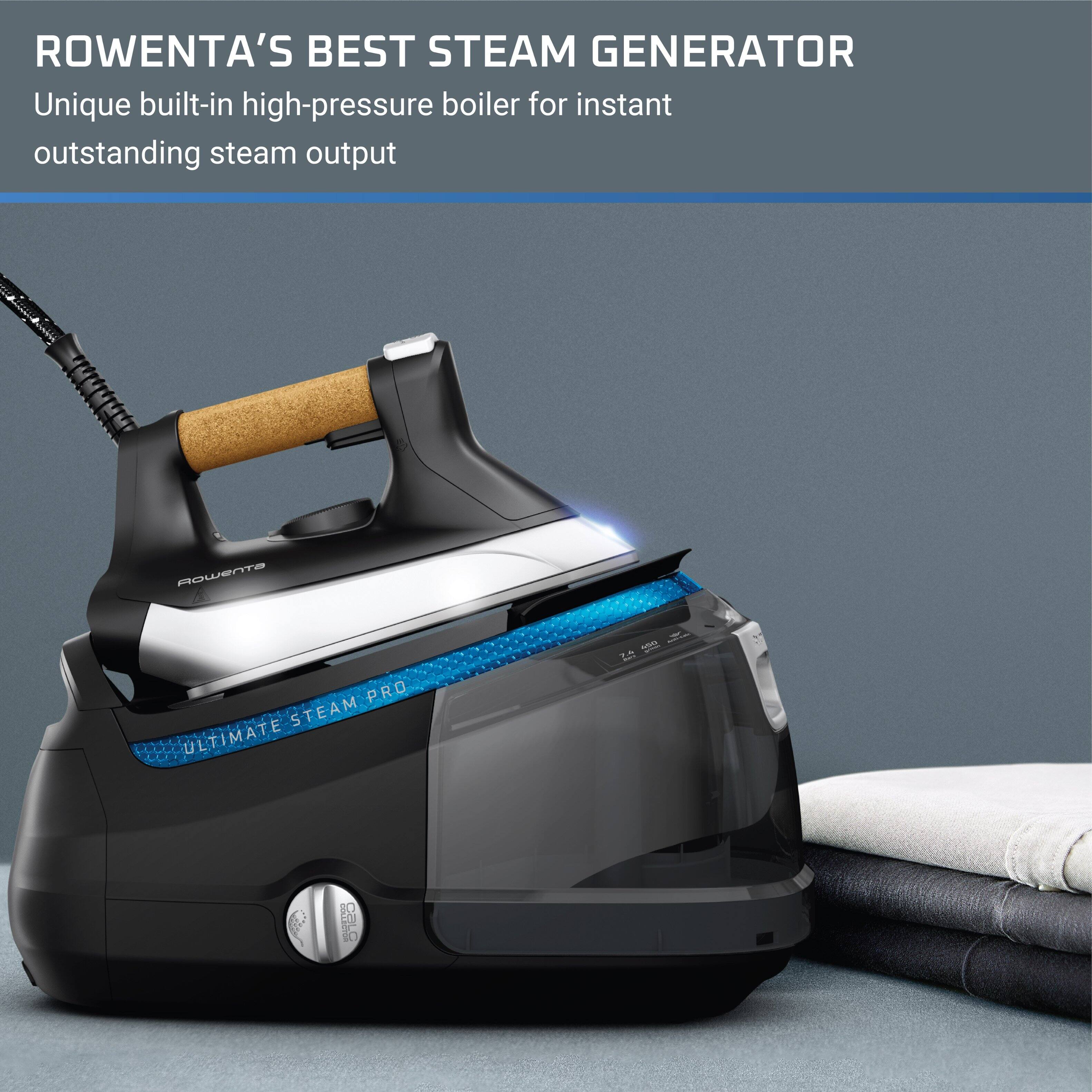 ROWENTA'S BEST STEAM GENERATOR  
Unique built-in high-pressure boiler for instant outstanding steam output  

Rowenta  
PRO STEAM ULTIMATE  

web 7.49 - 5%