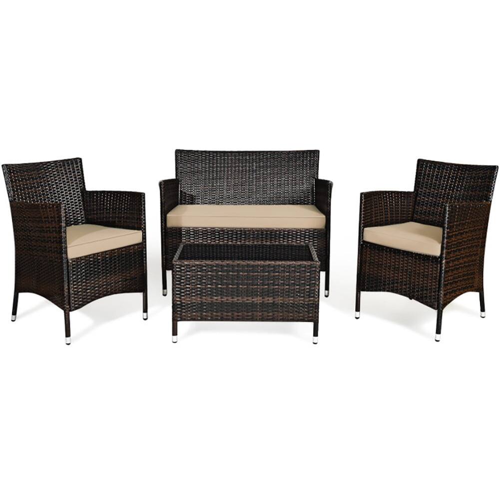 Alt View 1. Kadyn - Outdoor Indoor Use Backyard Porch Garden Poolside Balcony Sets Light Brown 4 Pieces Furniture - Black.