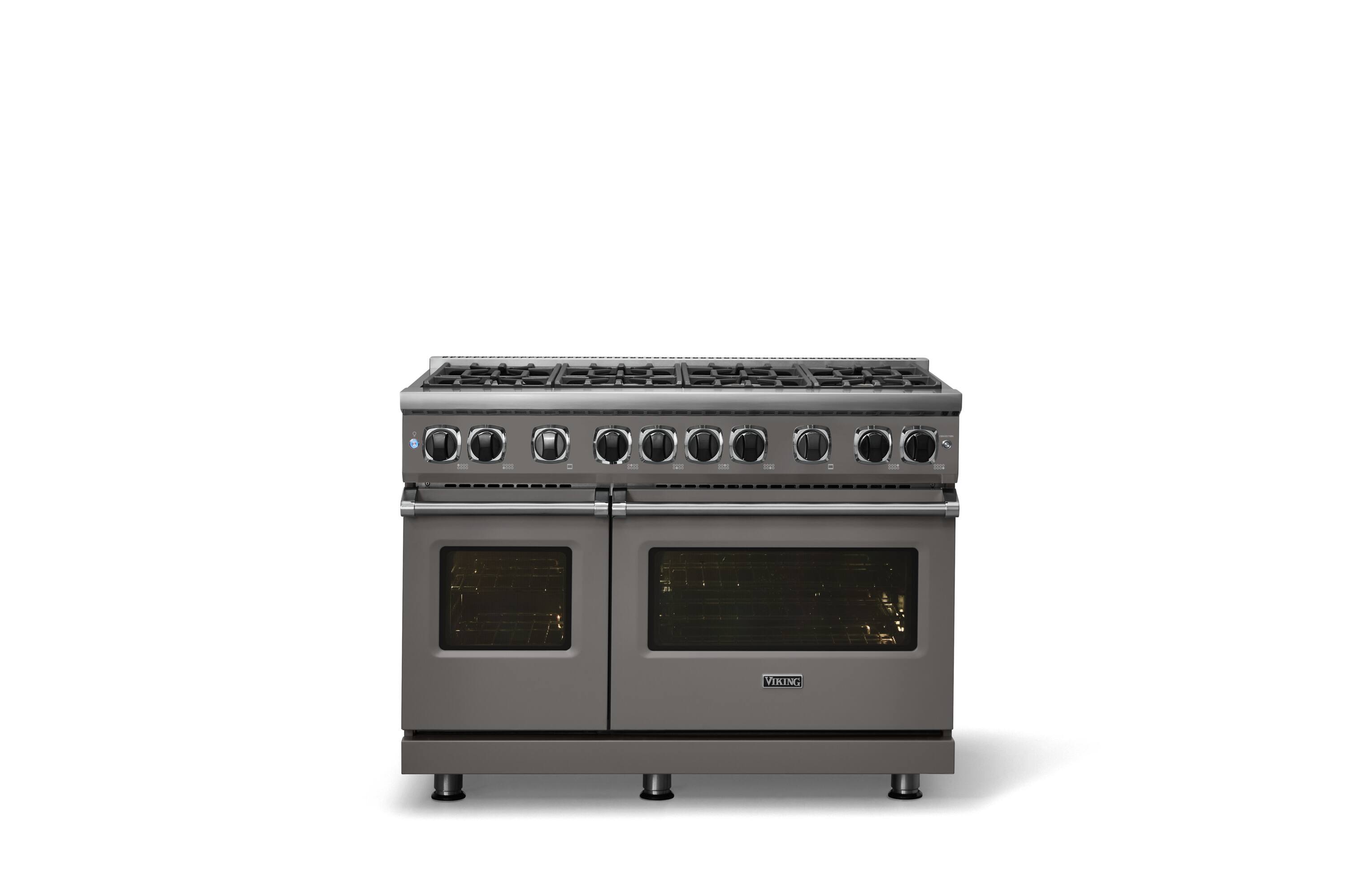 Alt View 1. Viking - 48"W. 7.3 Cu. Ft. Freestanding Sealed 8 Burner LP Gas Range - Damascus Gray - Damascus Gray.