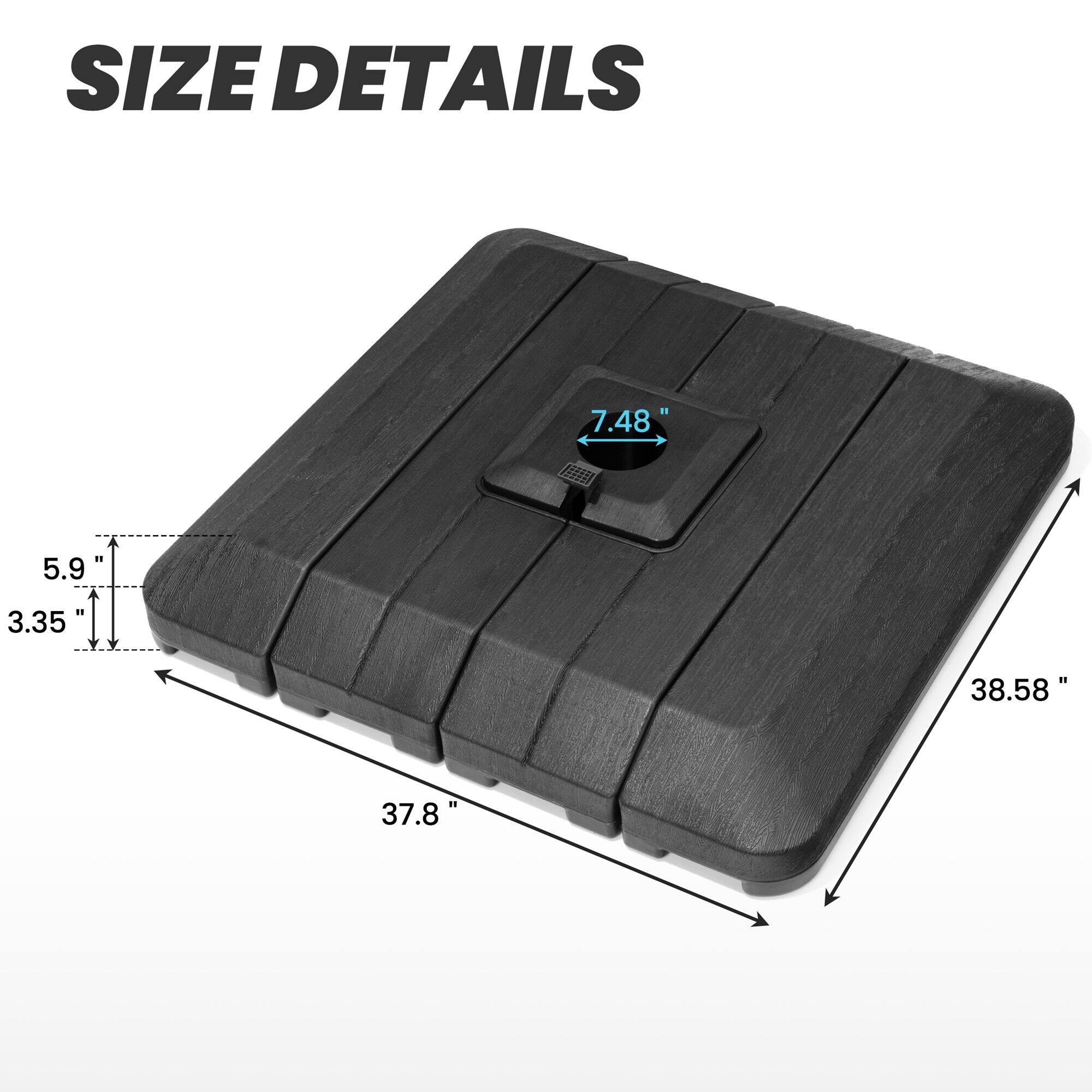 SIZE DETAILS

- Length: 38.58"
- Width: 37.8"
- Height: 5.9"
- Depth: 3.35"
- Button Size: 7.48"