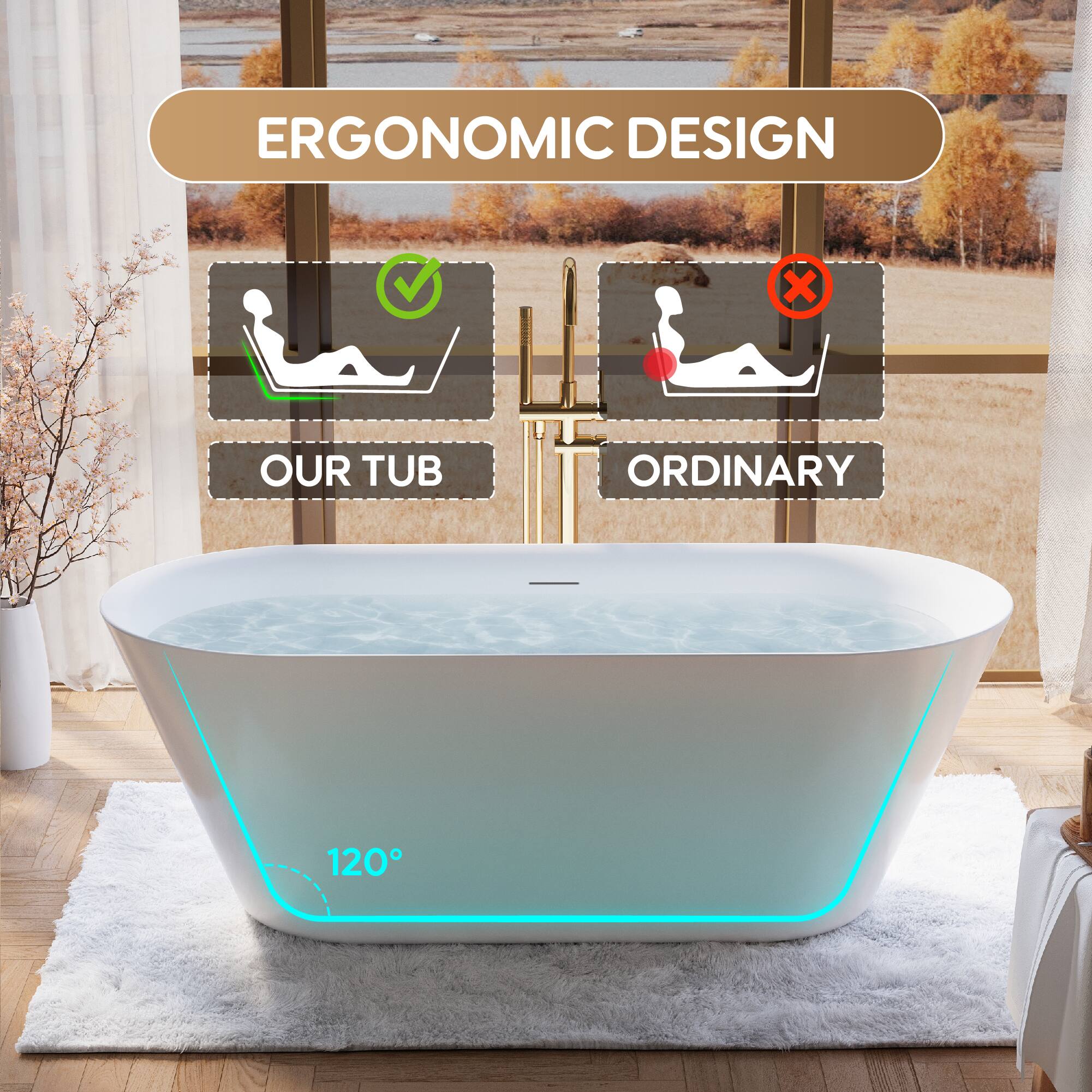 ERGONOMIC DESIGN

OUR TUB

ORDINARY

120°