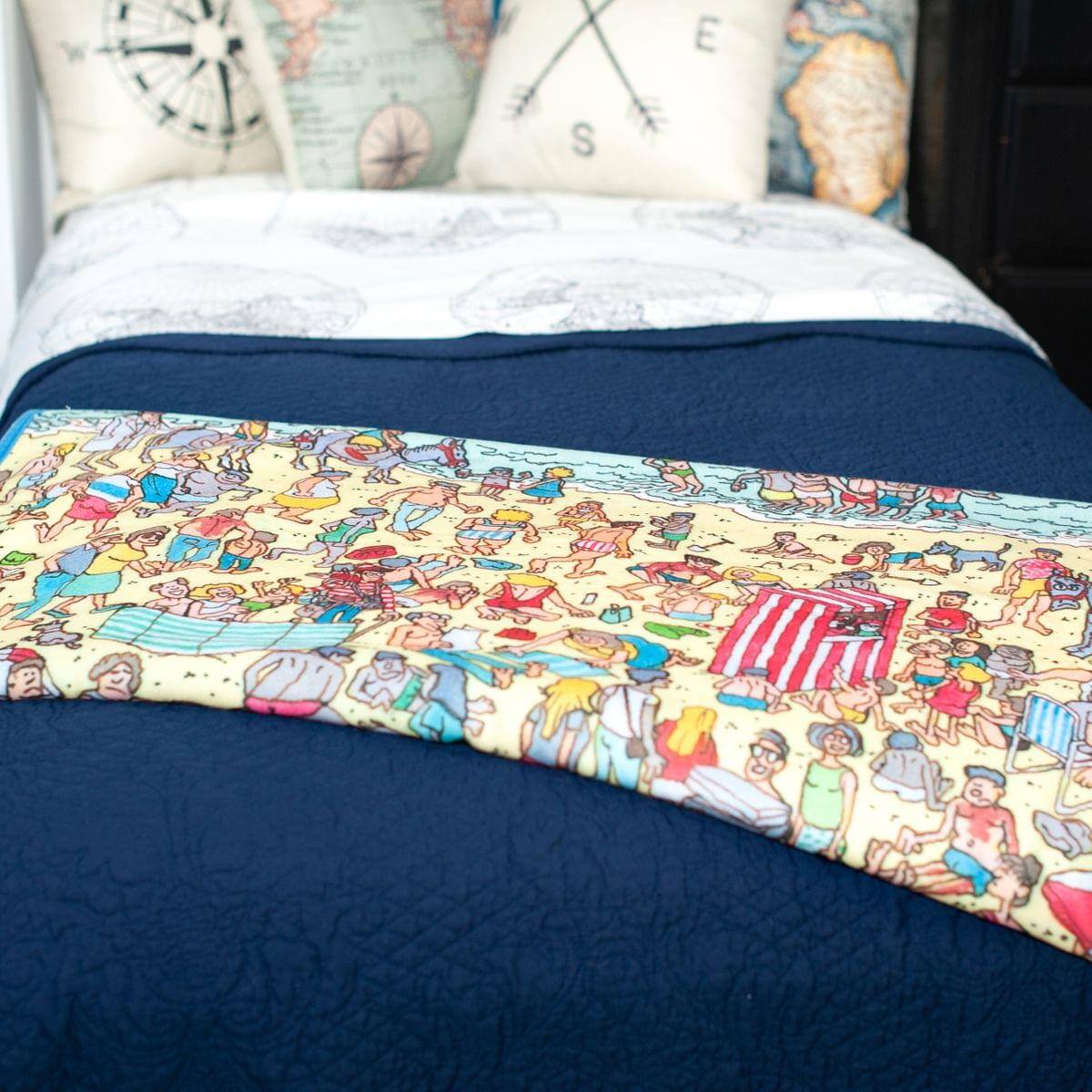 Alt View 4. Just Funky - Where's Waldo On The Beach Lightweight Fleece Throw Blanket | 45 x 60 Inches - Multi-Color.