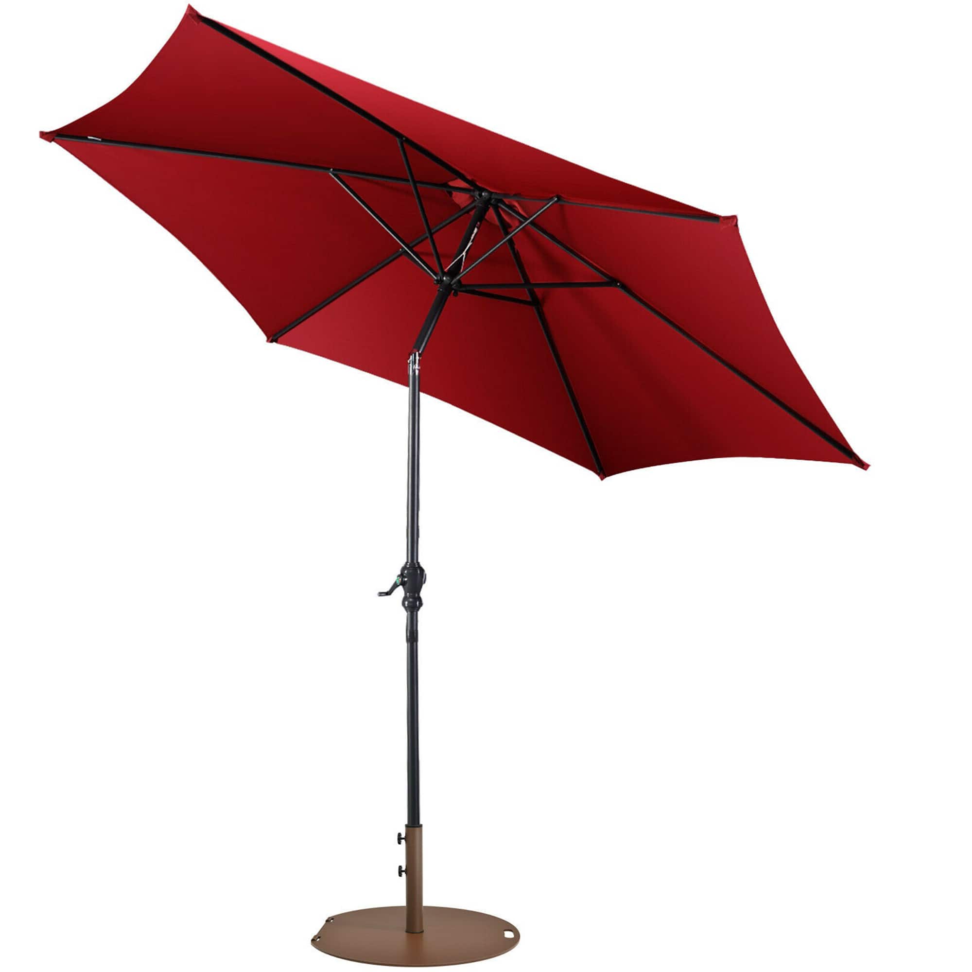 Gymax - 9 Ft Patio Table Market Umbrella Yard Outdoor w/ Heavy-duty Umbrella Base - Wine price history on PriceWatchPro