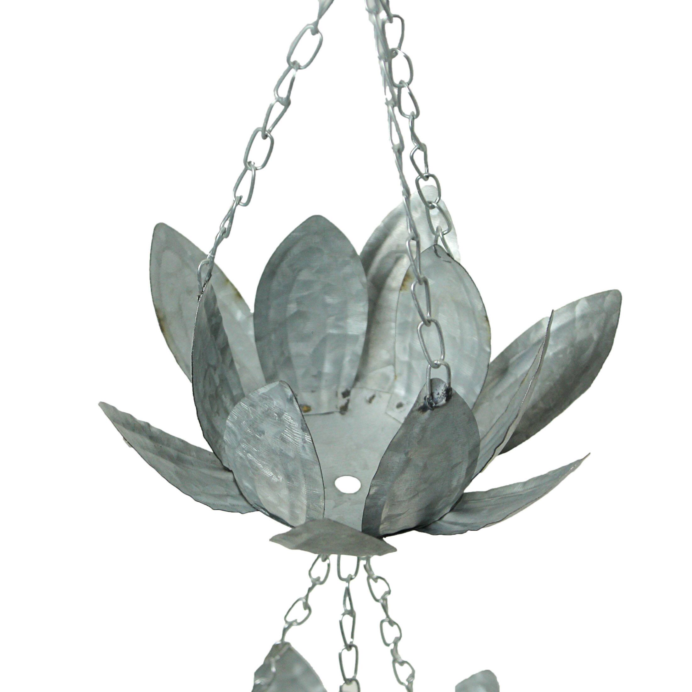 Alt View 1. Zeckos - 70 Inch Galvanized Metal Flower Rain Chain Gutter Home Decor Downspout Accent - Silver.