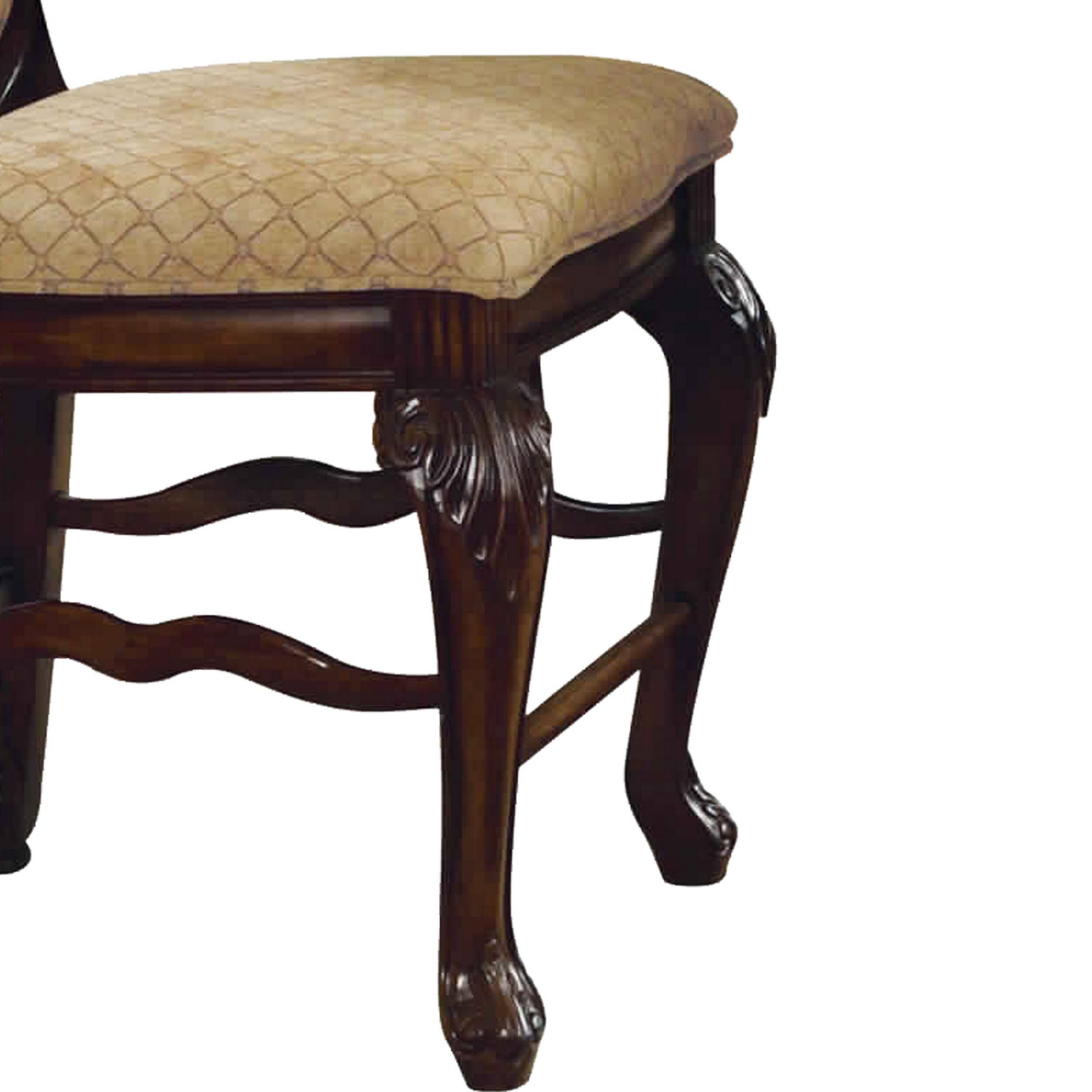 Alt View 3. Manhattan Lane - Loki 24 Inch Counter Height Chair Set of 2, Beige Fabric, Crown Top Back - Brown, Beige.