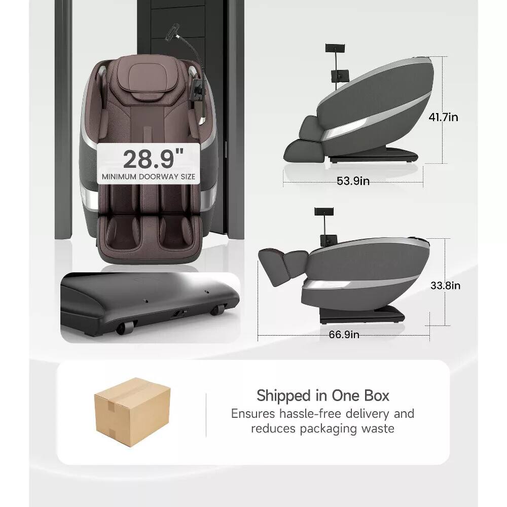 28.9" MINIMUM DOORWAY SIZE

41.7in
53.9in
33.8in
66.9in

Shipped in One Box
Ensures hassle-free delivery and reduces packaging waste