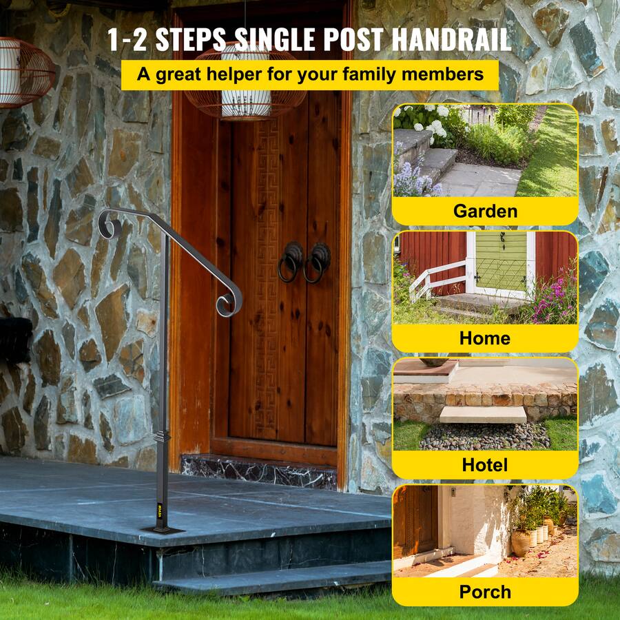 Single Step Helper VEVOR Handrails for Outdoor Steps, Fit 1 or 2 Steps Outdoor Stair ...