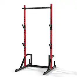KERDOM - Height Adjustable Power Rack with Pull up Bar Muscles Trainer, Power Tower Pull Up Dip Station Heavy Capacity 700lbs - Red