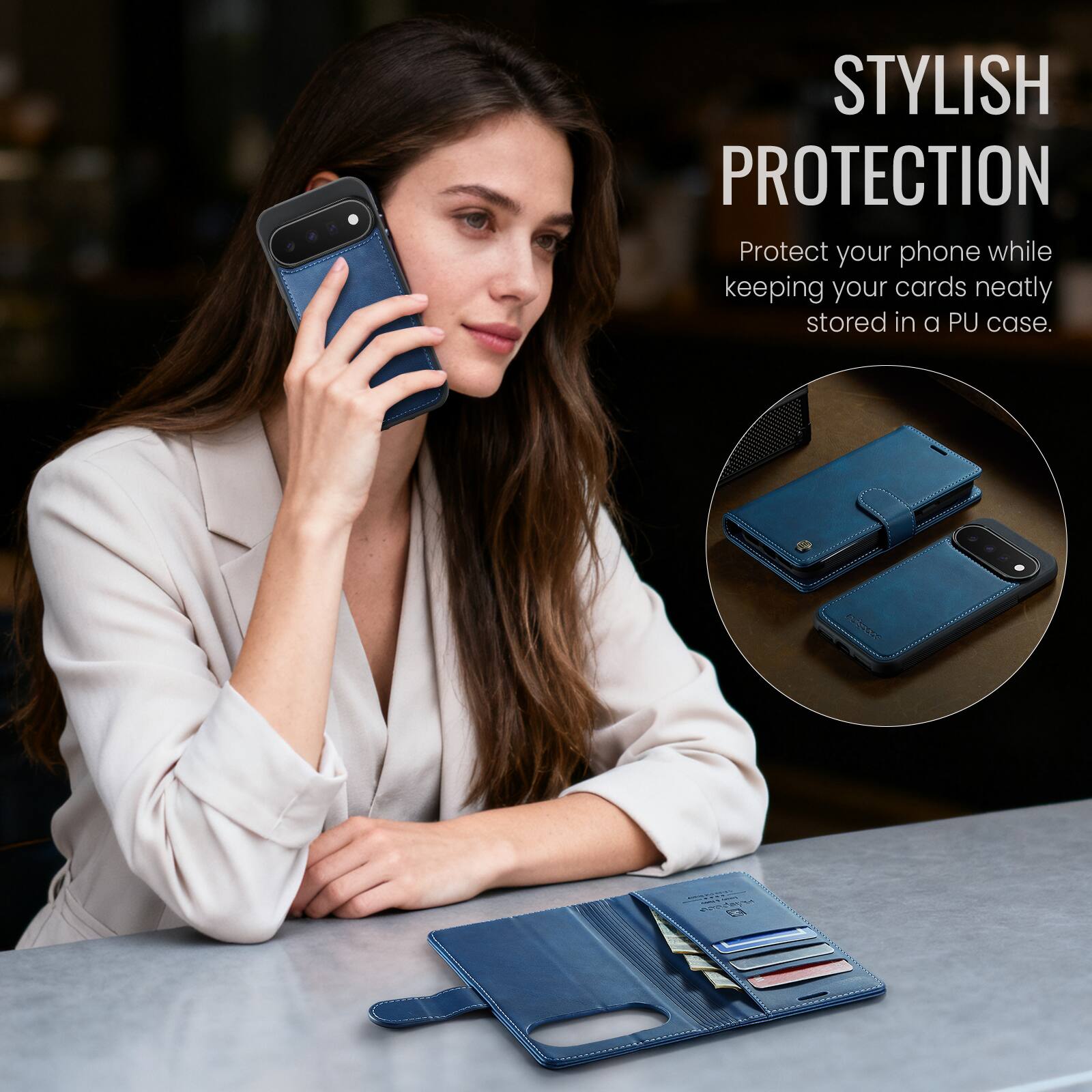 Dteck 2 in 1 Magnetic Leather Wallet Phone Case for Google Pixel 11 Pro ...