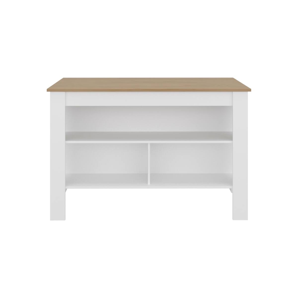 Alt View 1. Loheer - Loheer white and natural oak kitchen island with open shelves - White and Natural Oak.