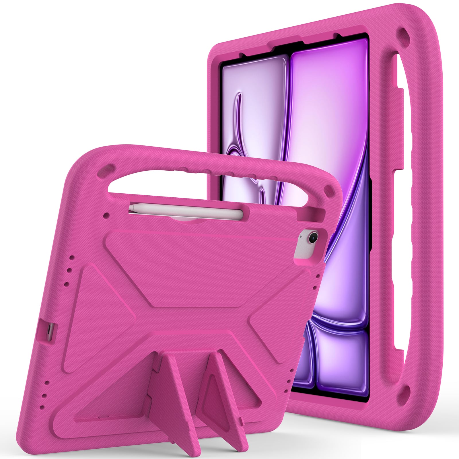 UUCOVER - Lightweight EVA Case for iPad Air 13-inch M4 M3 M2 (2026/2025/2024) Shockproof Handle Kickstand Anti-Slip Cover - Rose
