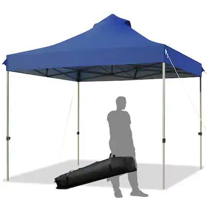 Front. Costway - Costway 10' x 10' Portable Pop Up Canopy Event Party Tent Adjustable W/Roller Bag - Blue.