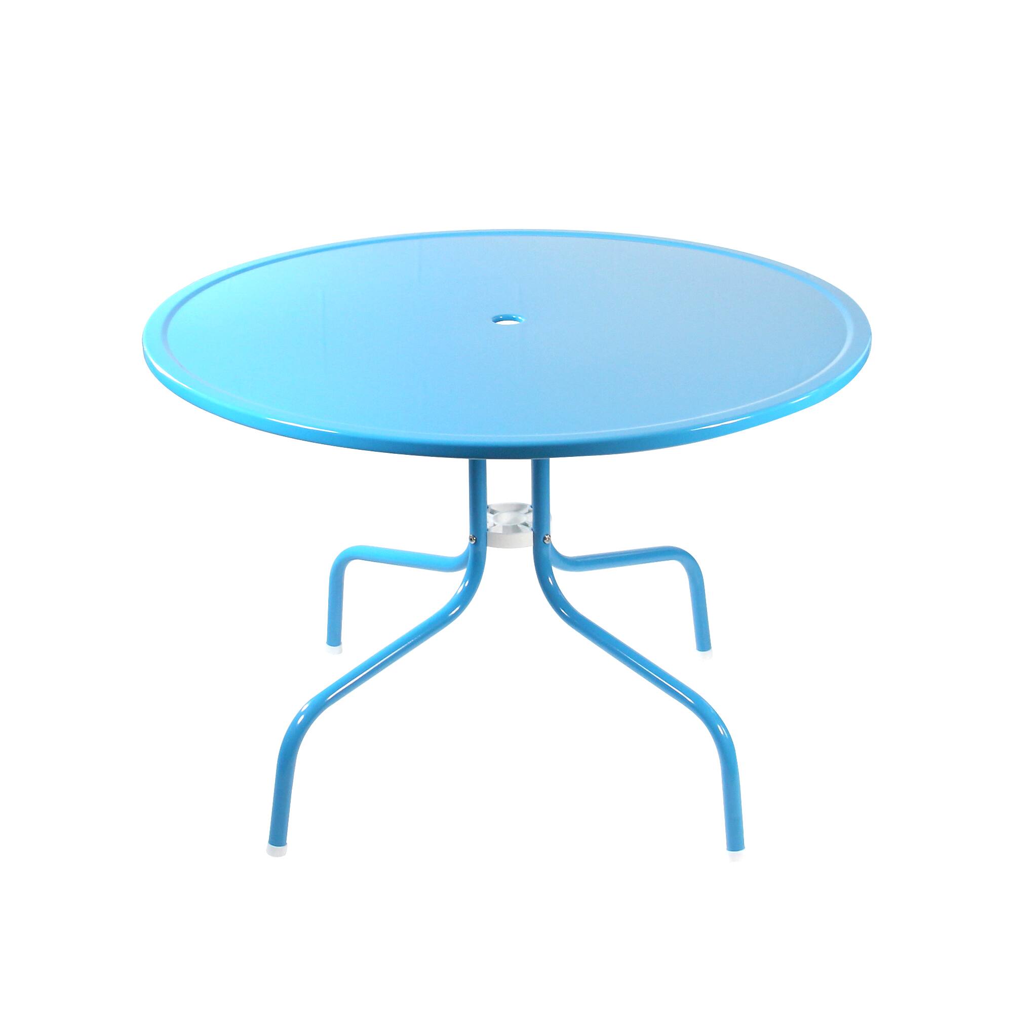 Northlight - 39.25-Inch Outdoor Retro Metal Tulip Dining Table, Sky - Blue