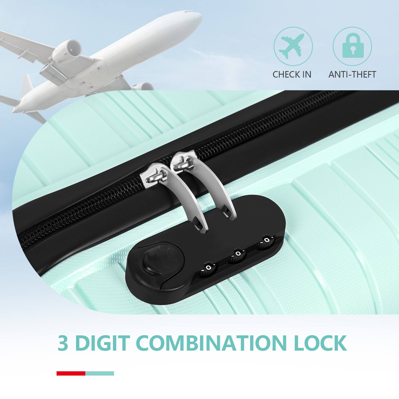 CHECK IN  
ANTI-THEFT  
3 DIGIT COMBINATION LOCK