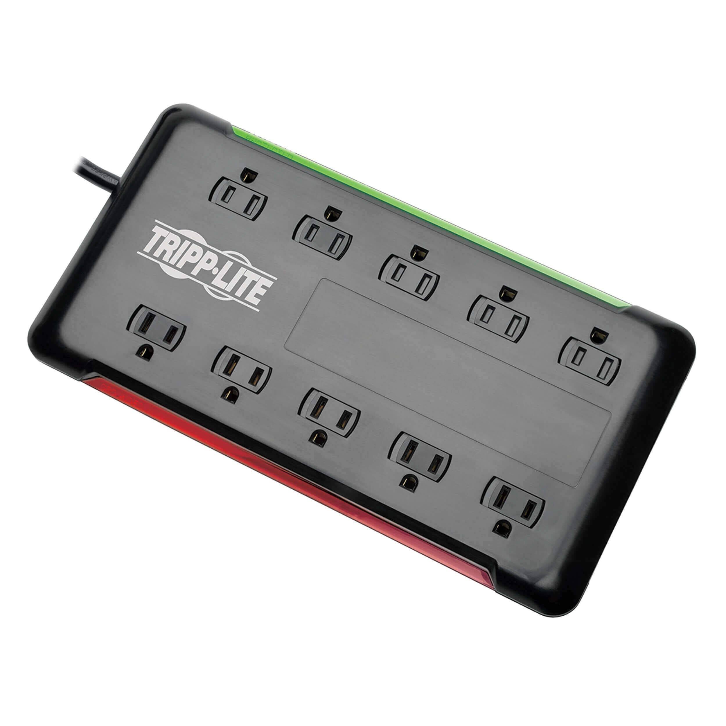 Front. General Store - Tripp Lite 10-Outlet Surge Protector Power Strip 6ft Cord 2880 Joules Black $100K Insurance (TLP1006B) - Black.