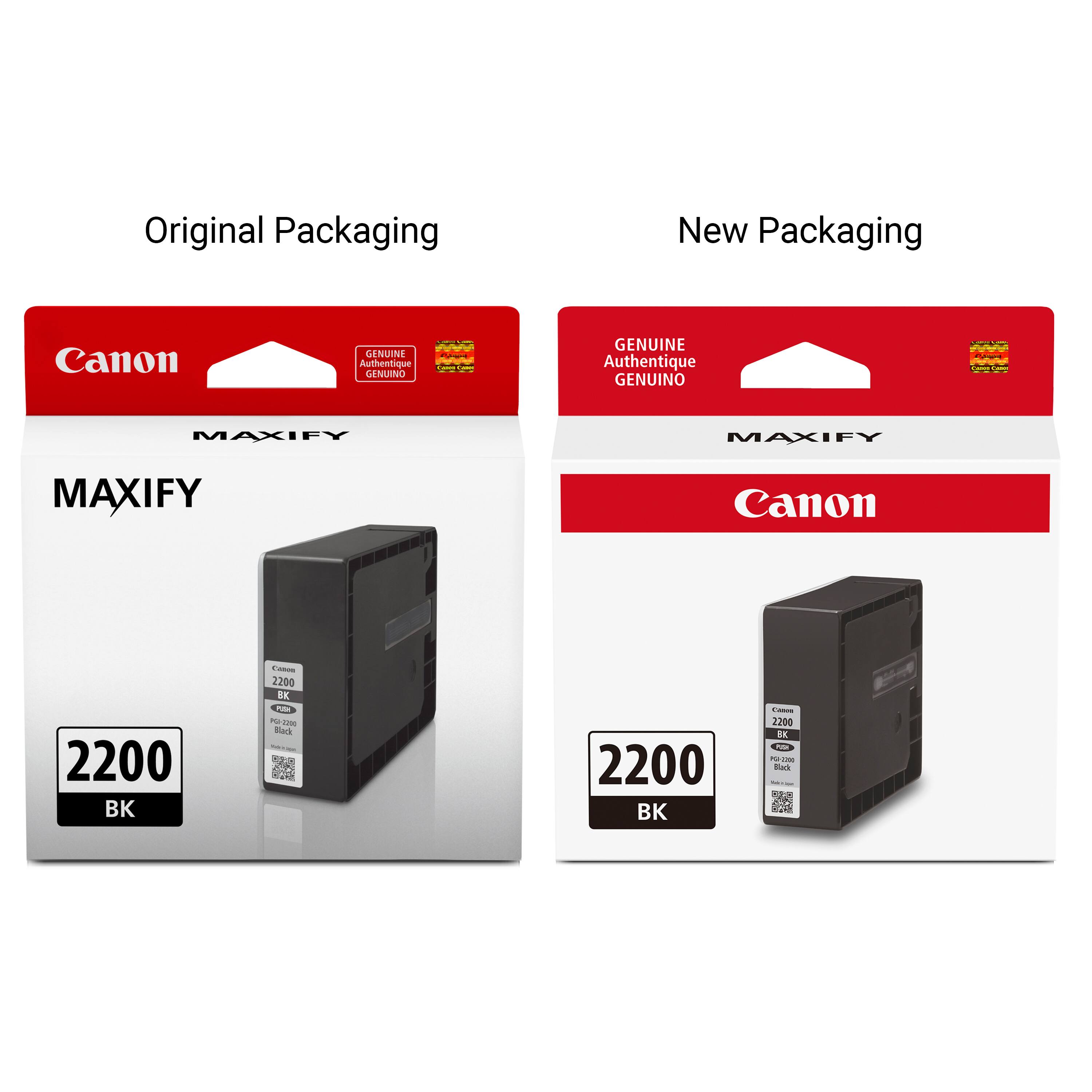Original Packaging New Packaging Canon GENUINE Authentique GENUINO GENUINE Authentique GENUINO MAXIFY MAXIFY MAXIFY Canon 2200 BK