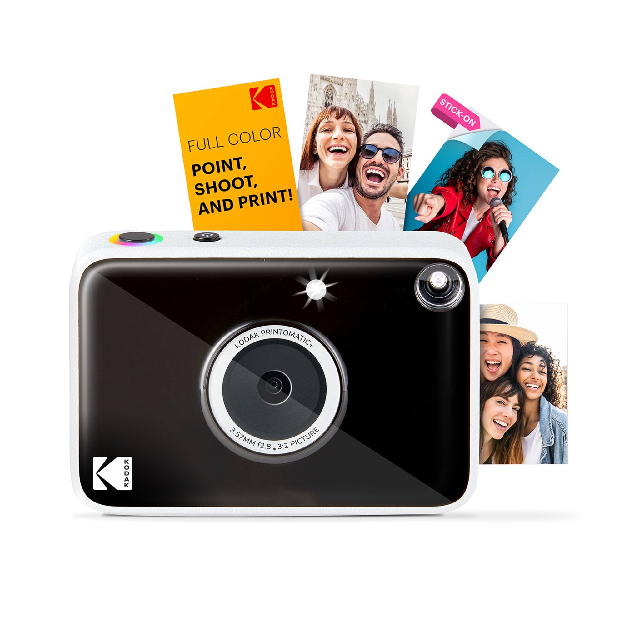 Kodak - Printomatic+ Instant Print Camera 10MP, RGB LED, Zink Photo Prints - Black